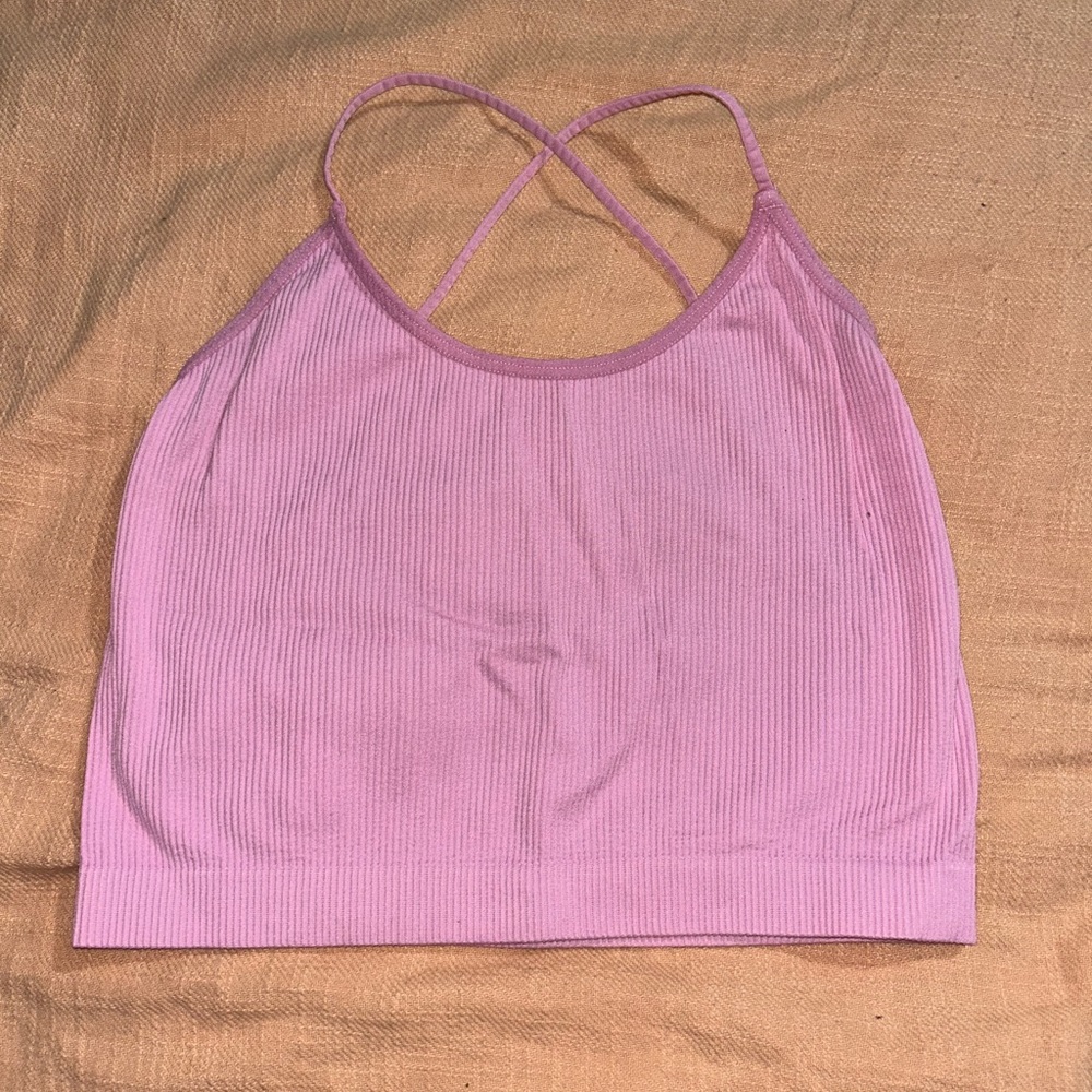 Pink Criss Cross Tank Crop Top